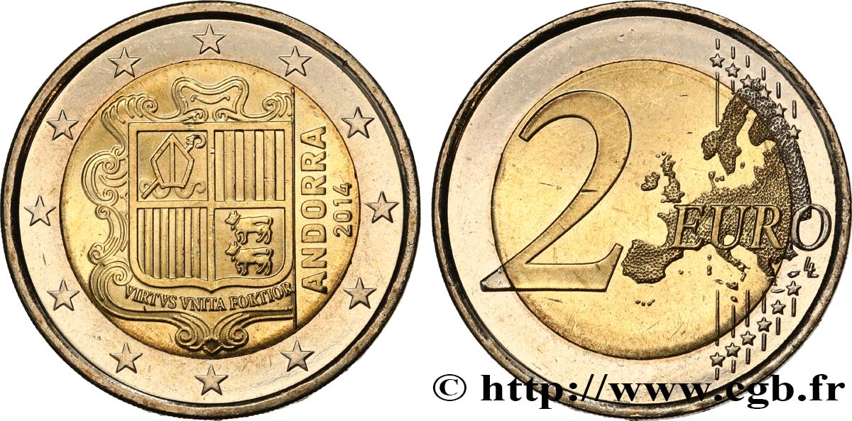 ANDORRA (PRINCIPALITY) 2 Euro ARMOIRIES 2014 MS