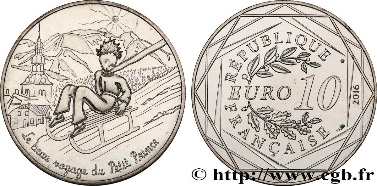 FRANCIA 10 Euro LE PETIT PRINCE - FAIT DE LA LUGE 2016 FDC
