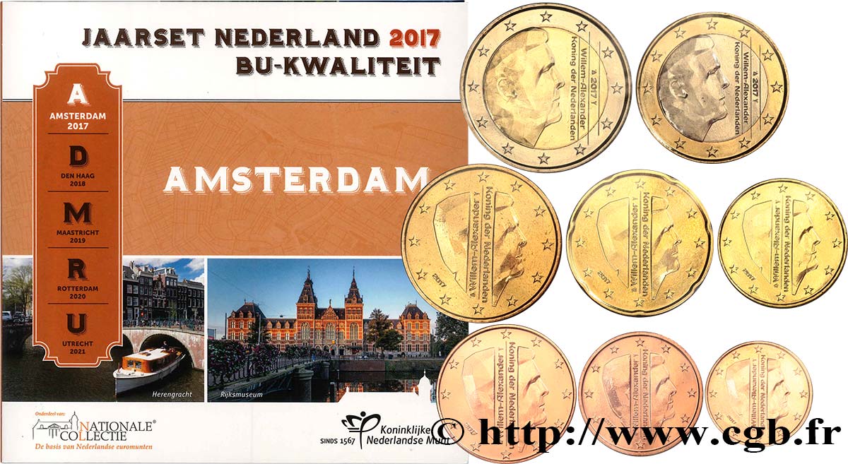 NETHERLANDS SÉRIE Euro BRILLANT UNIVERSEL - AMSTERDAM 2017 Brilliant Uncirculated