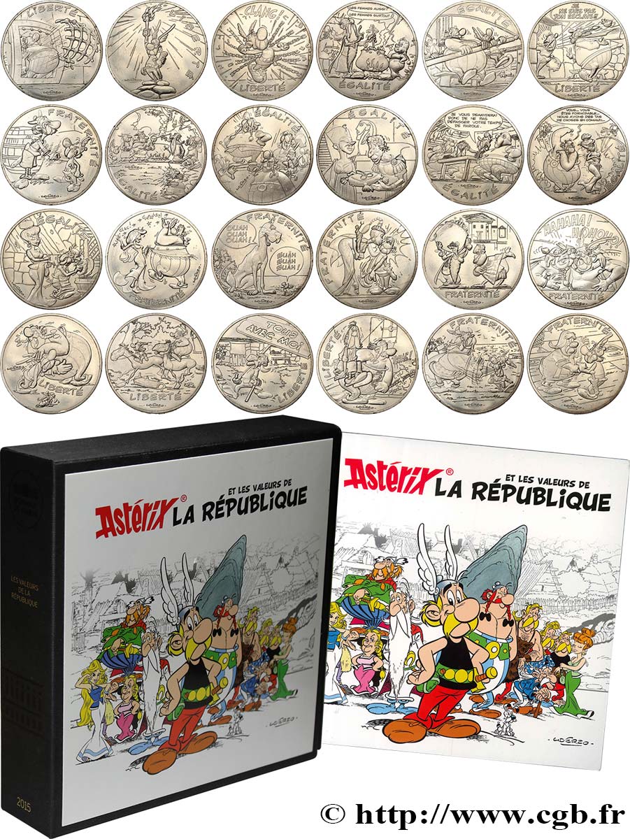 FRANKREICH Coffret 24 X 10 EUROS - ASTÉRIX ET LES VALEURS DE LA RÉPUBLIQUE 2015