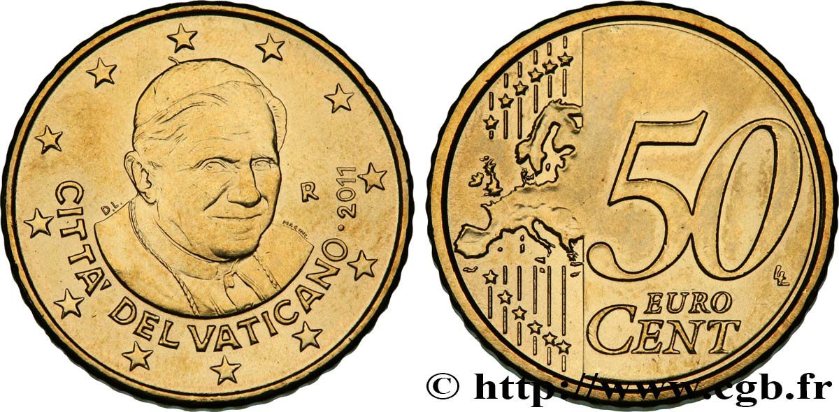 VATICAN 50 Cent BENOÎT XVI 2011 Rome feu_554694 Euro coins