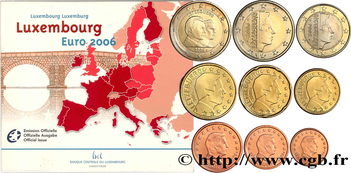 LUXEMBOURG SÉRIE Euro BRILLANT UNIVERSEL  2006 Brilliant Uncirculated