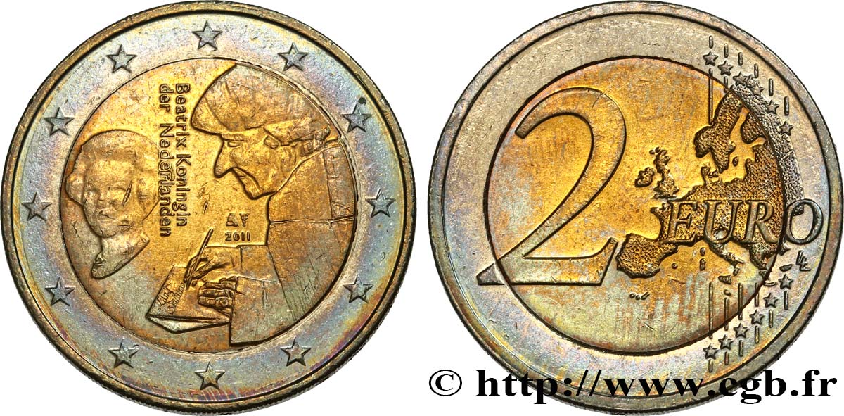 NETHERLANDS 2 Euro ÉRASME 2011 AU