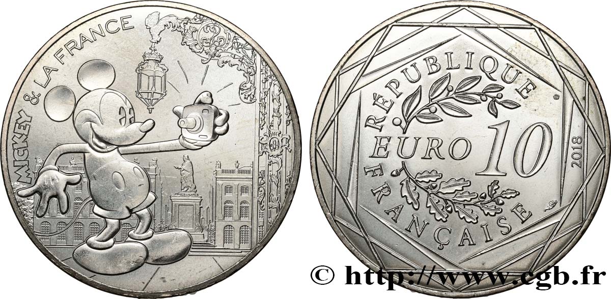 FRANKREICH 10 Euro MICKEY ET LA FRANCE - DANS LA PLACE 2018