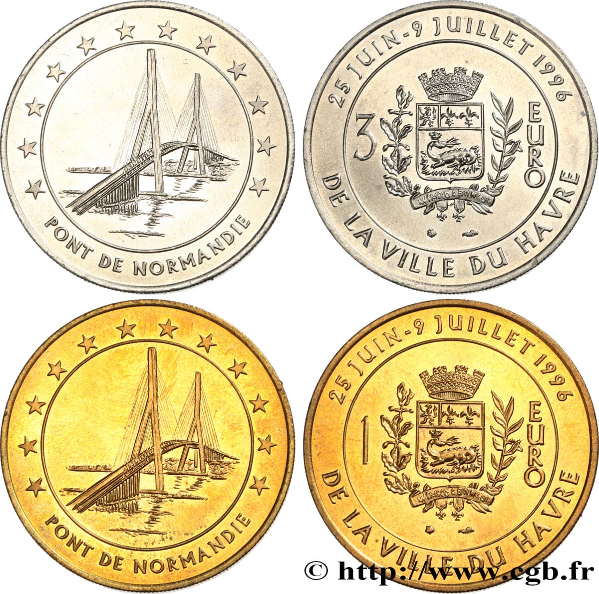 FRANCIA Lot 1 et 3 Euro du Havre (25 juin - 9 juillet 1996) 1996 SC