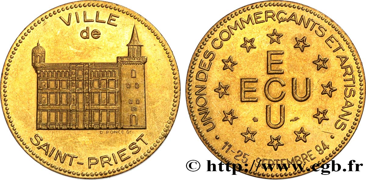 FRANCIA 1 Écu Saint-Priest (11 - 25 septembre 1994) 1994 EBC