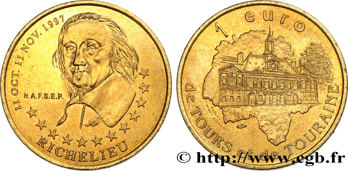FRANCE 1 Euro de Tours et de Touraine - RICHELIEU 1997 SUP