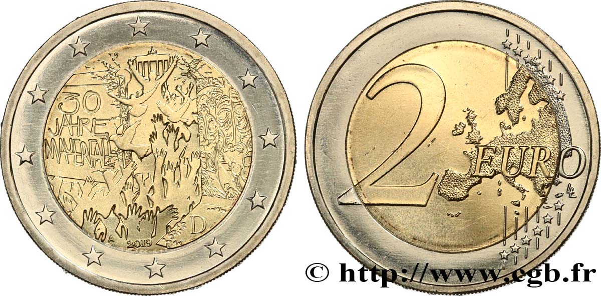 ALLEMAGNE 2 Euro BERLIN - 30 ANS CHUTE DU MUR DE BERLIN  - Berlin A 2019 SPL