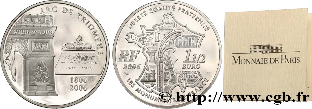 FRANCE Belle Épreuve 1 Euro 1/2 ARC DE TRIOMPHE  2006 BE