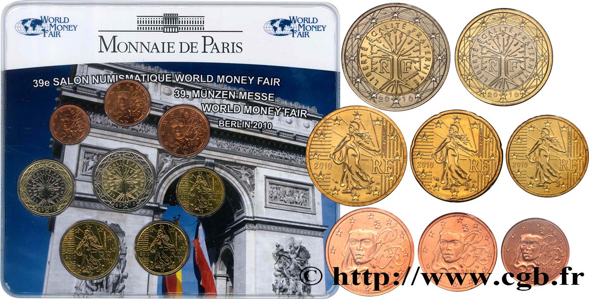 FRANCE SÉRIE Euro BRILLANT UNIVERSEL - Salon de Berlin - World Money Fair 2010 Brilliant Uncirculated