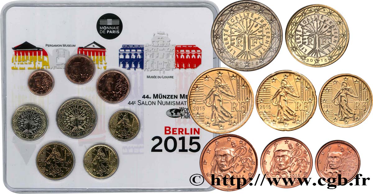 FRANCE SÉRIE Euro BRILLANT UNIVERSEL - Salon de Berlin - World Money Fair 2015 BU