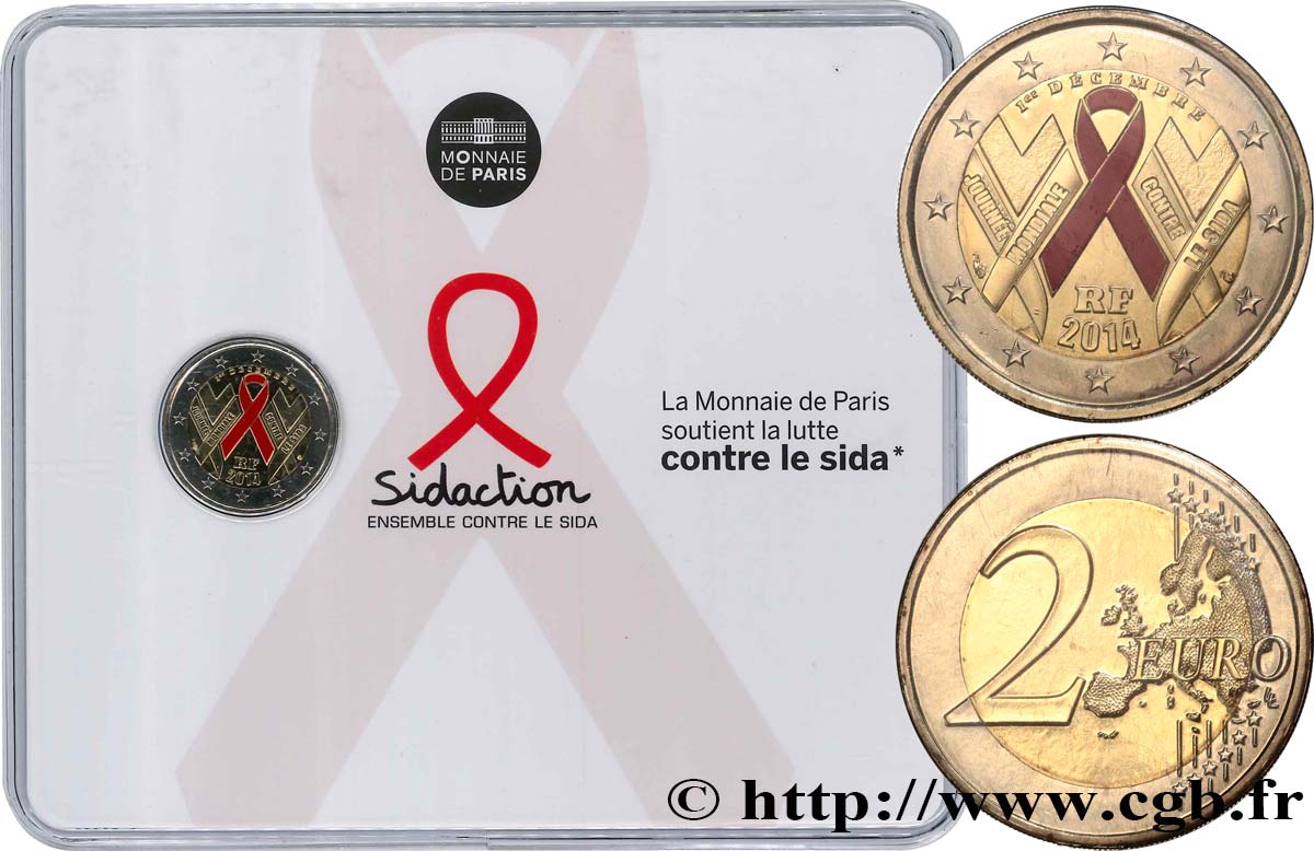 FRANCE Coin-Card 2 Euro SIDACTION 2014 Brilliant Uncirculated