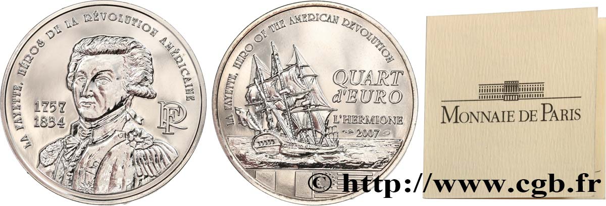 FRANCE 1/4 Euro LA FAYETTE (1757-1834) 2007 Brilliant Uncirculated