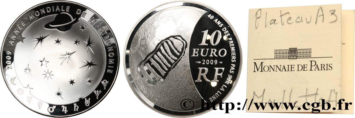 FRANCE Belle Épreuve 10 Euro ANNÉE MONDIALE DE L’ASTRONOMIE 2009 BE