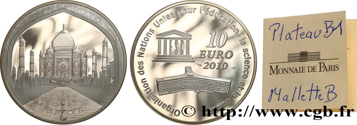 FRANCE Belle Épreuve 10 Euro TAJ MAHAL 2010 BE