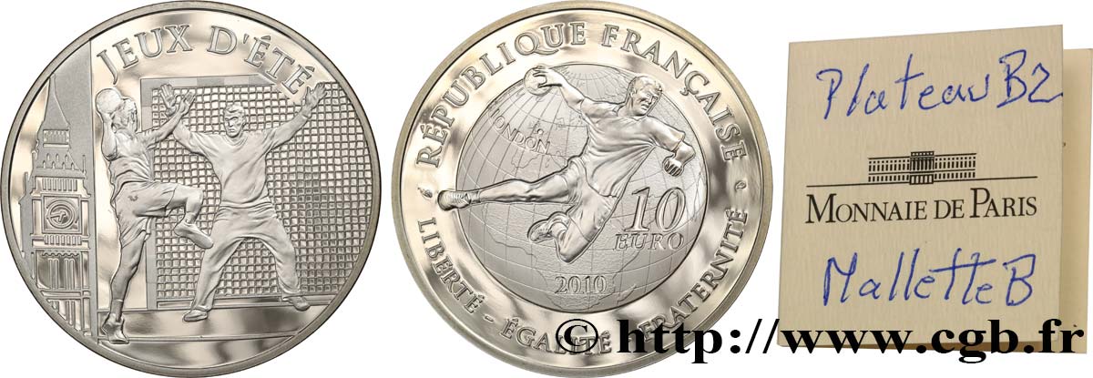 FRANKREICH Belle Épreuve 10 Euro JEUX D’ÉTÉ - HANDBALL 2010