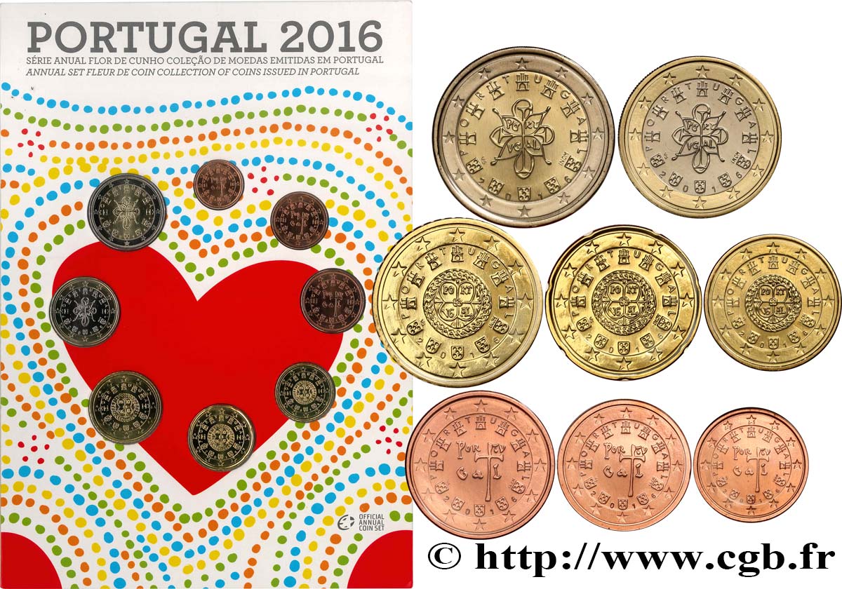 PORTUGAL SÉRIE Euro FLEUR DE COIN 2016 MS