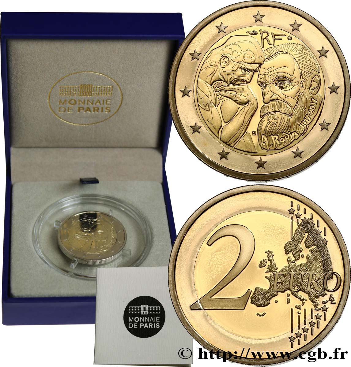 France Belle Épreuve 2 Euro Auguste Rodin 2017 Pessac Feu579628 Euro Coins