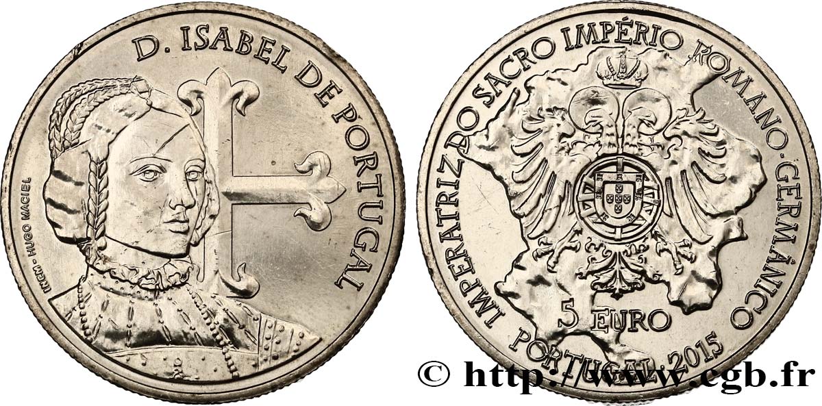 PORTOGALLO 5 Euro ISABEL DE PORTUGAL 2015 MS