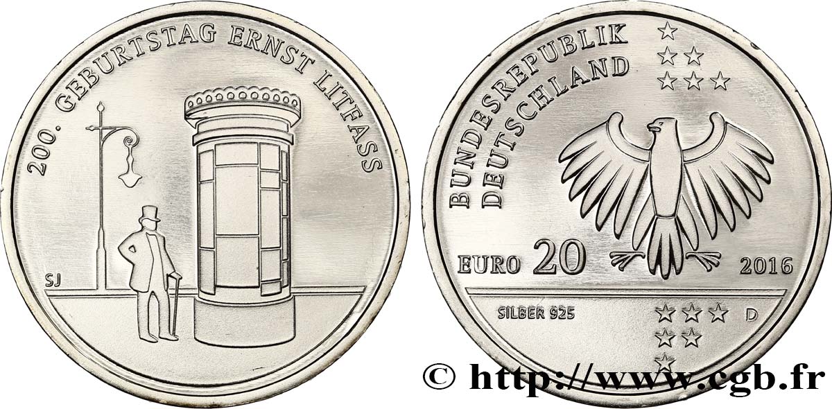 GERMANY 20 Euro Ernst Litfaß 2016 MS