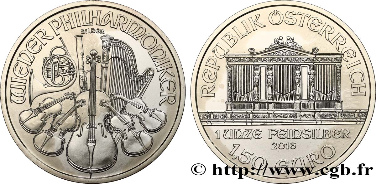 AUSTRIA 1,50 Euro LE PHILARMONIQUE DE VIENNE 2016 MS