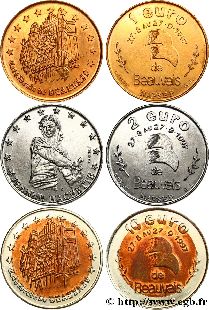 FRANCIA Lot 1, 2 et 10 Euros de Beauvais (27 août - 27 septembre 1997) 1997 BB