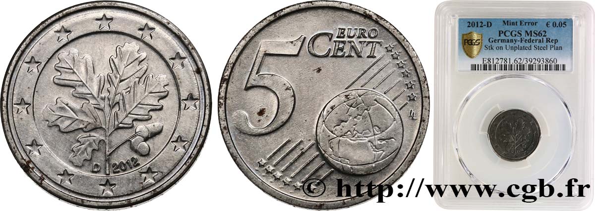 GERMANY Essai 5 Cent Euro 2012 MS62
