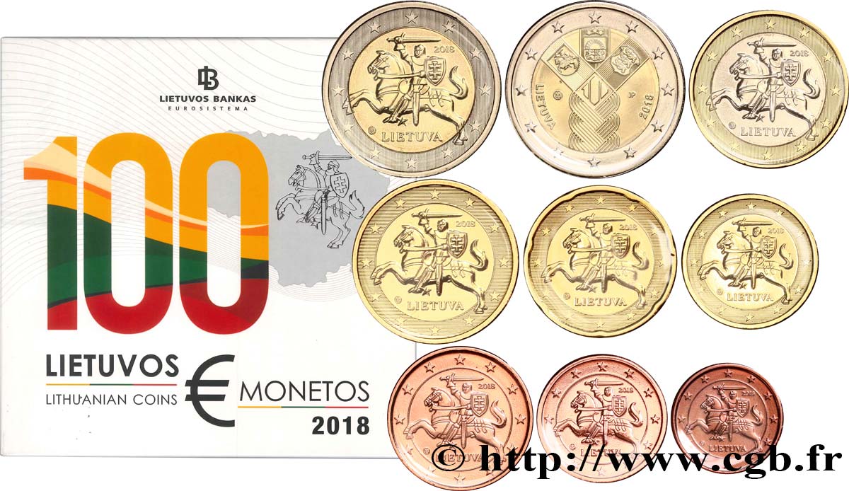 LITUANIE SÉRIE Euro BRILLANT UNIVERSEL  2018 BU
