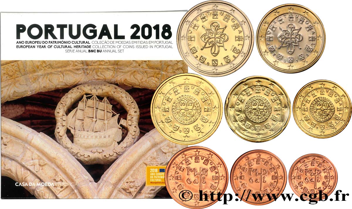PORTUGAL SÉRIE Euro BRILLANT UNIVERSEL  2018 Brilliant Uncirculated