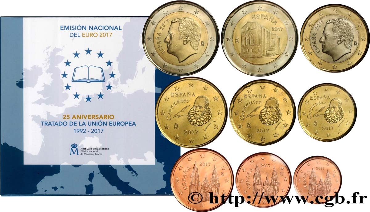 SPANIEN SÉRIE Euro BRILLANT UNIVERSEL - 25 ans du Traité de Maastricht 2017