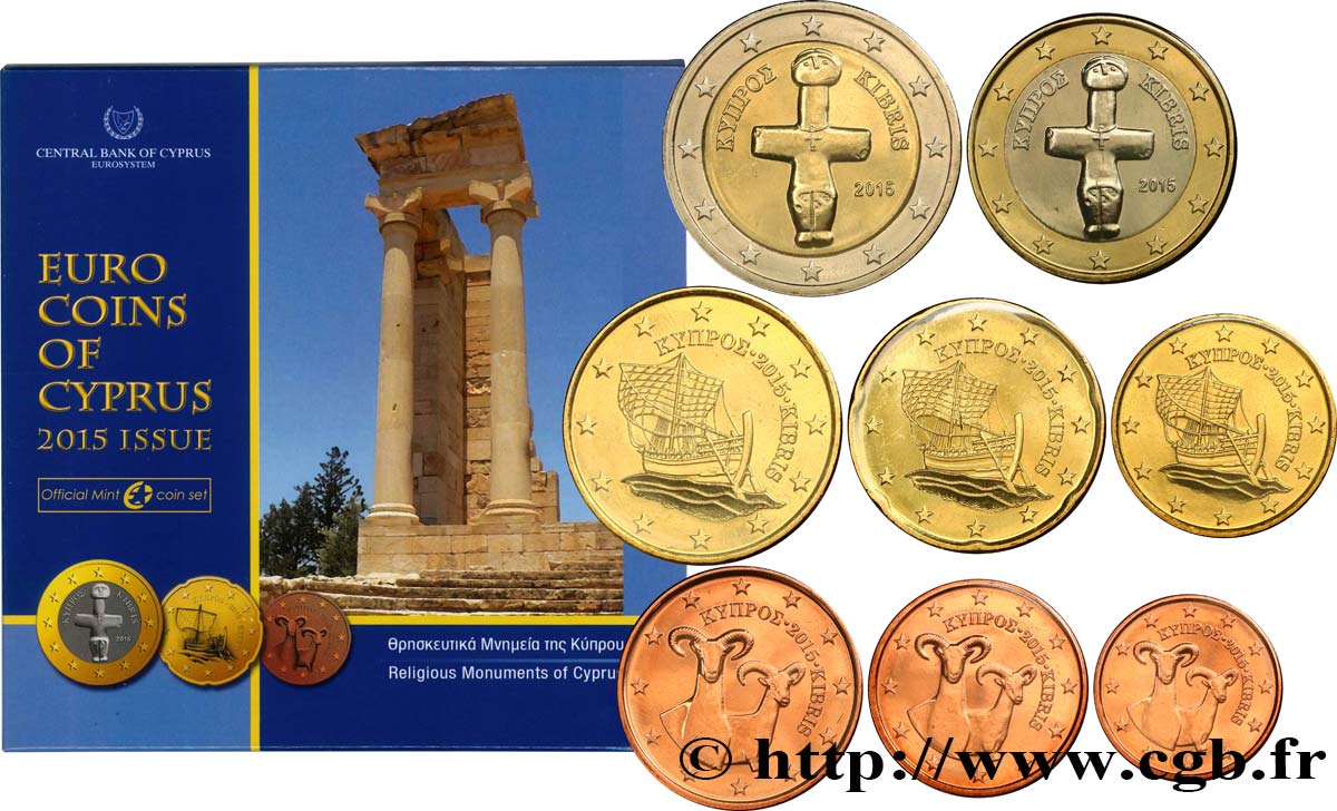 CYPRUS SÉRIE Euro BRILLANT UNIVERSEL 2015 Brilliant Uncirculated