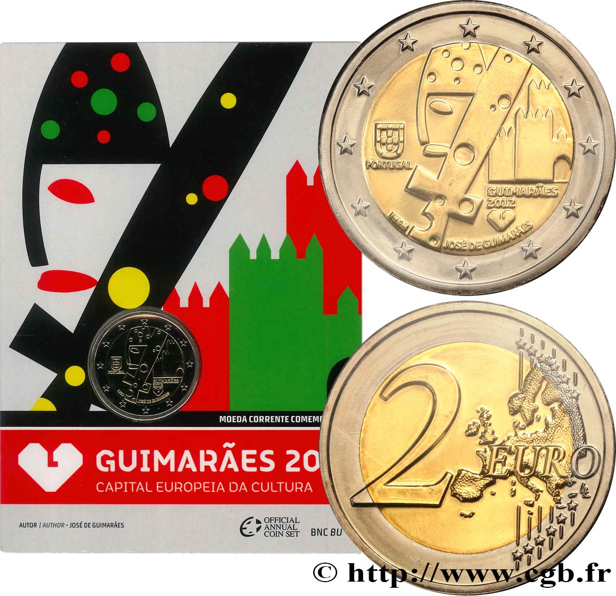 PORTUGAL Coin-Card 2 Euro GUIMARAES, CAPITALE EUROPÉENNE DE LA CULTURE 2012 BU