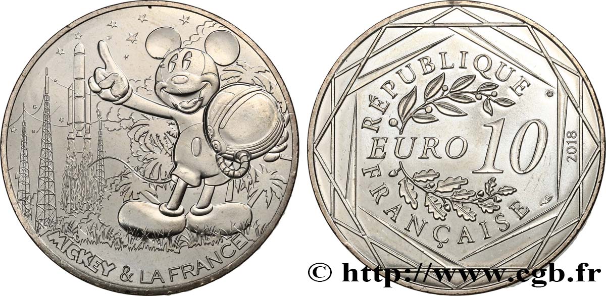 FRANCE 10 Euro MICKEY ET LA FRANCE - COMPTE À REBOURS 2018 SPL