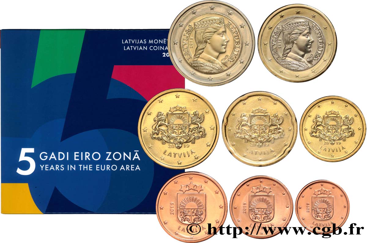 LETTONIA SÉRIE Euro BRILLANT UNIVERSEL - 5 ANS DANS L’EURO 2019 BU
