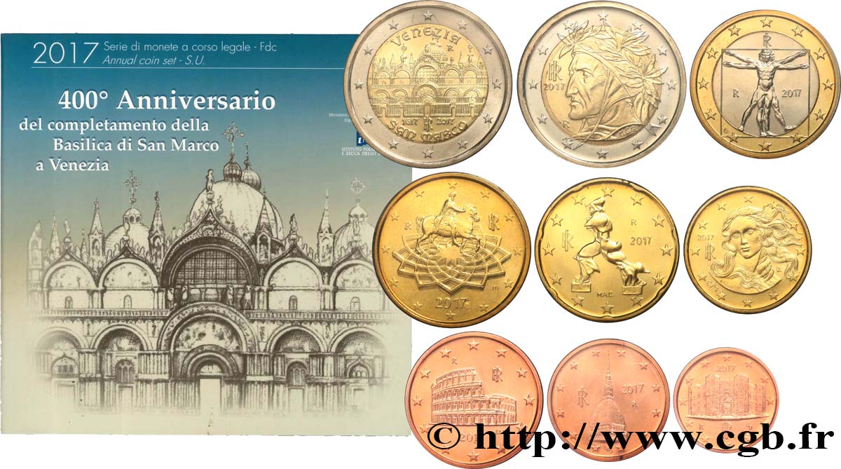 ITALIE SÉRIE Euro BRILLANT UNIVERSEL (9 pièces)  2017 BU