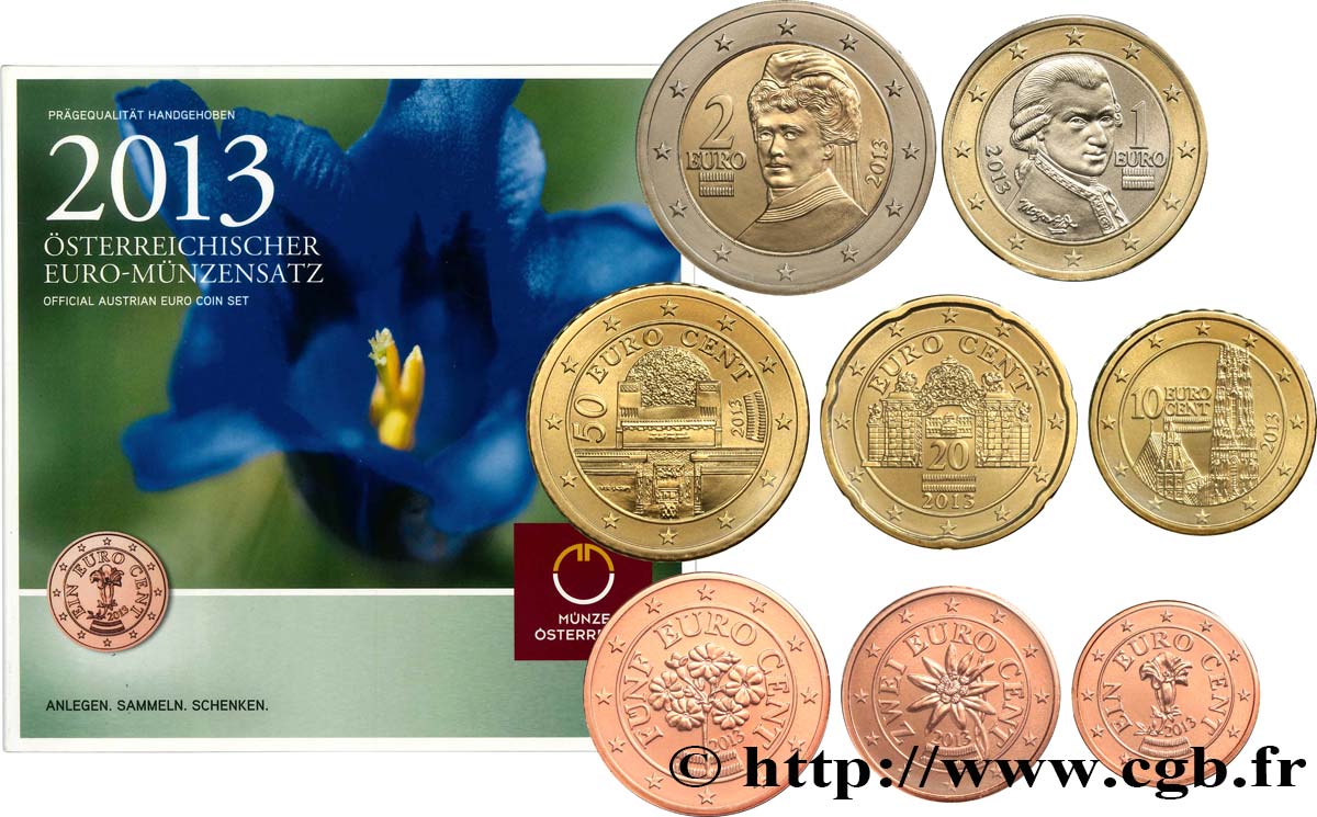 AUSTRIA SÉRIE Euro BRILLANT UNIVERSEL - PRIMEVÈRE 2013 Brilliant Uncirculated