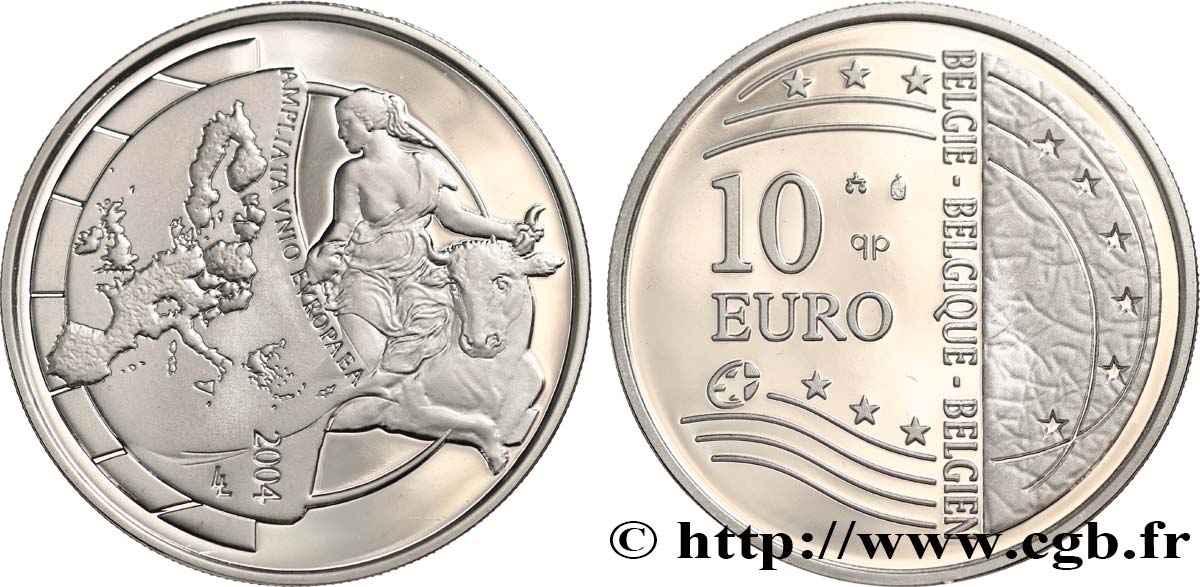 BELGIO Belle Épreuve 10 Euro ÉLARGISSEMENT DE L’UNION EUROPÉENNE 2004 BE