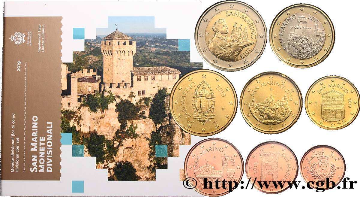 SAN MARINO SÉRIE Euro BRILLANT UNIVERSEL - 8 pièces 2019 Brilliant Uncirculated