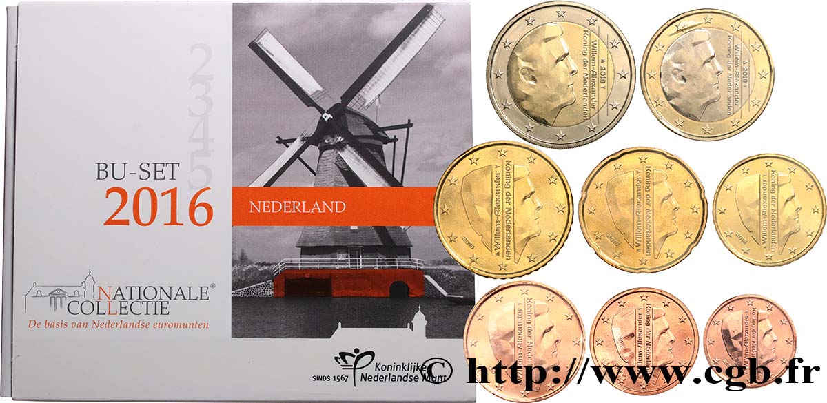 NETHERLANDS SÉRIE Euro BRILLANT UNIVERSEL  2016 Brilliant Uncirculated