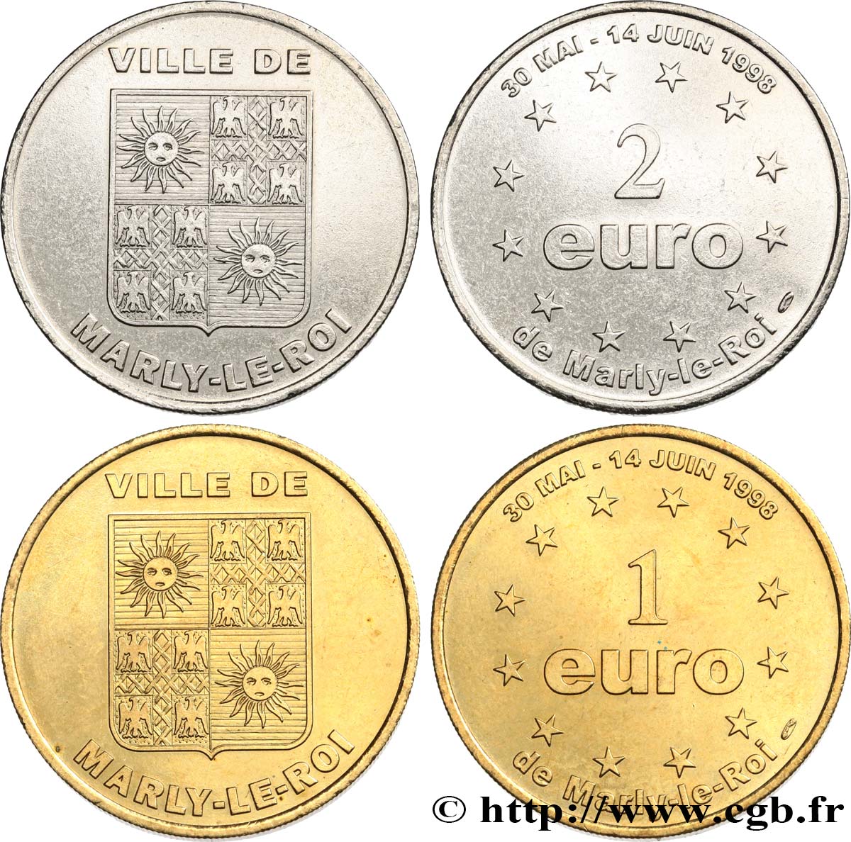FRANCE Lot 1 et 2 Euro de Marly-le-Roi (30 mai - 14 juin 1998) 1998 AU