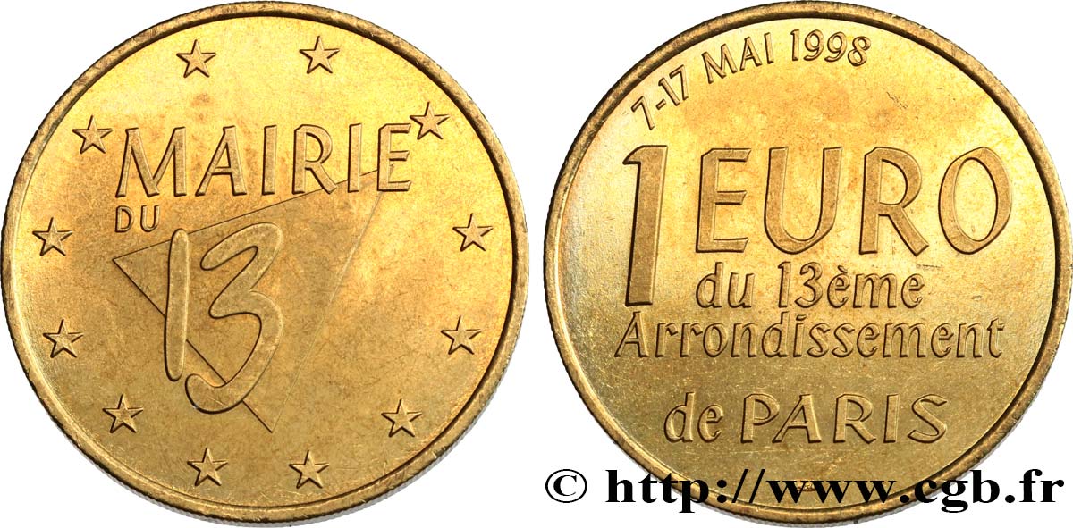 FRANKREICH 1 Euro de Paris - Mairie du 13e (7 - 17 mai 1998) 1998