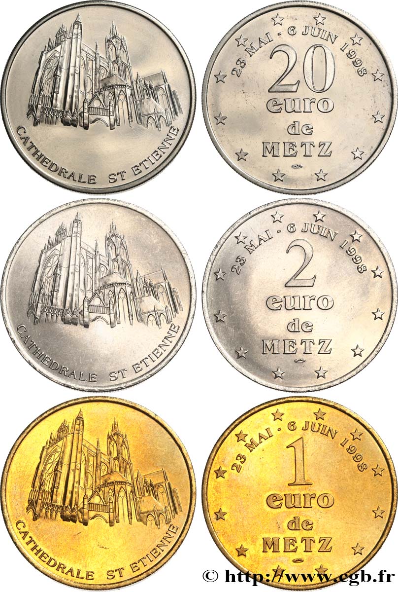 FRANCE Lot 1, 2 et 20 Euro de Metz (23 mai - 6 juin 1998) 1998 MS