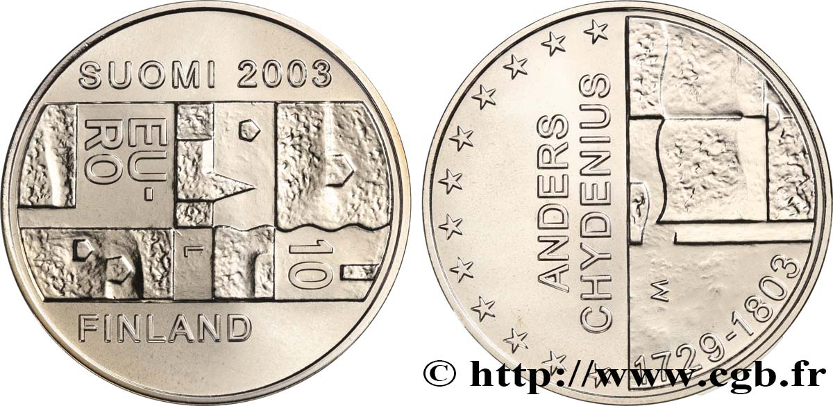 FINLANDIA 10 Euro ANDERS CHYDENIUS 2003 BU
