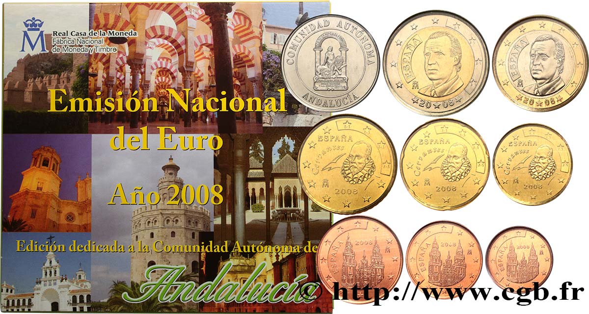 ESPAGNE SÉRIE Euro BRILLANT UNIVERSEL - Andalousie 2008 BU