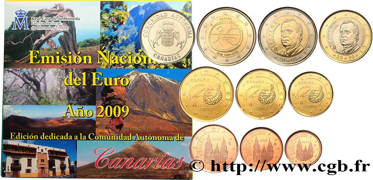 SPAIN SÉRIE Euro BRILLANT UNIVERSEL -  Canaries 2009 Brilliant Uncirculated