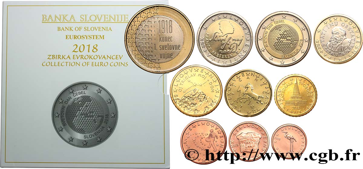 SLOVENIA SÉRIE Euro BRILLANT UNIVERSEL 2018 Brilliant Uncirculated