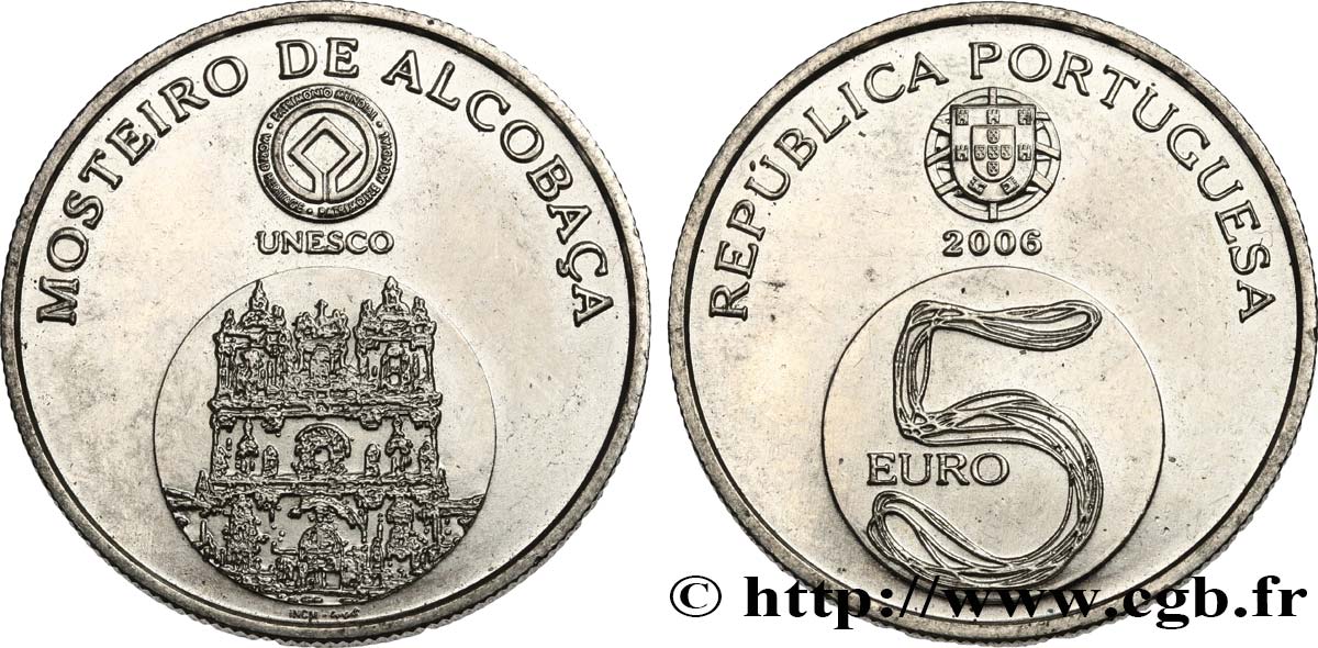 PORTUGAL 5 Euro MONASTÈRE D ALCOBACA 2006