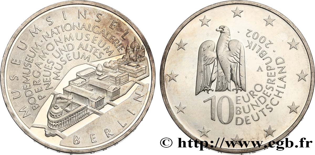ALLEMAGNE 10 Euro L ÎLE AUX MUSÉES 2002 SPL