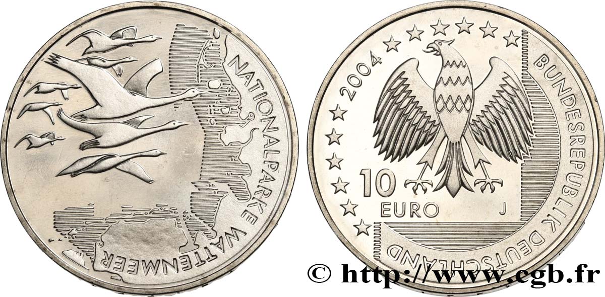 ALLEMAGNE 10 Euro L ESTRAN DE LA MER DU NORD  2004 SPL
