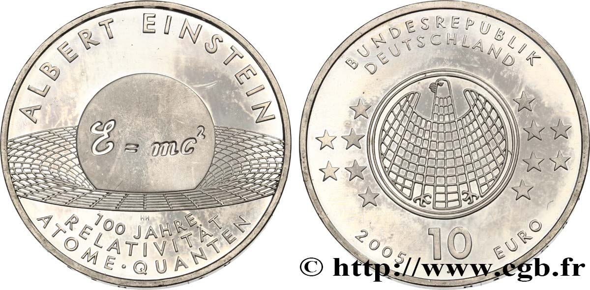 GERMANIA 10 Euro ALBERT EINSTEIN - CENTENAIRE DE LA RELATIVITÉ 2005 MS